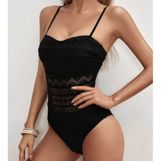 Damen Einteiliger Badeanzug mit raffinierten Häkel-Details EB