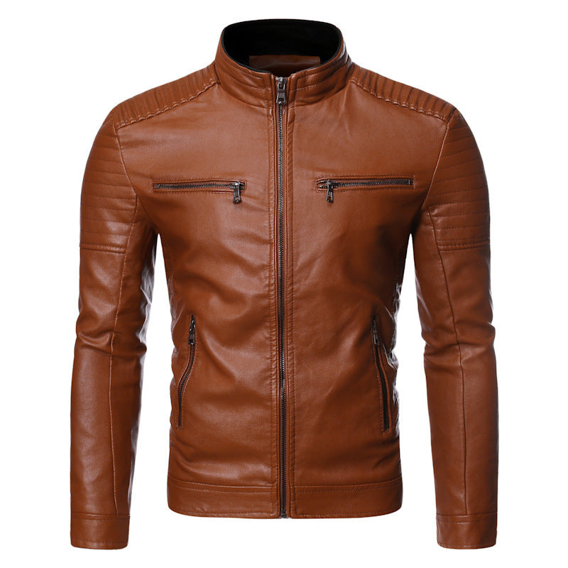 Herren Bikerjacke aus hochwertigem mit Reißverschlusstaschen EB