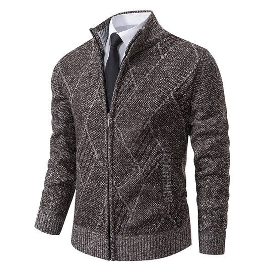Herren Grobstrickjacke mit dekorativem Zipper und praktischen Taschen EB