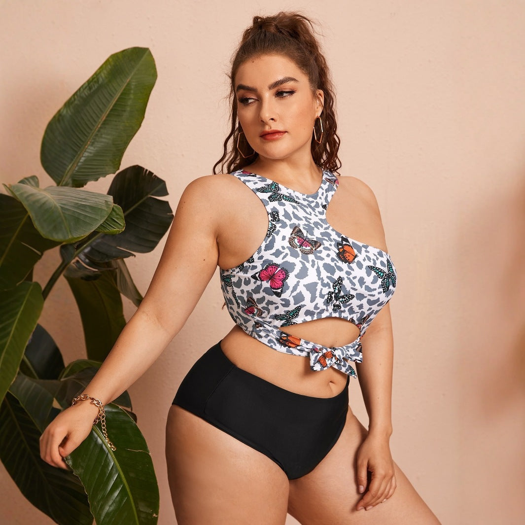 Damen Crop-Bikini-Oberteil mit modischem Bindedesign EB