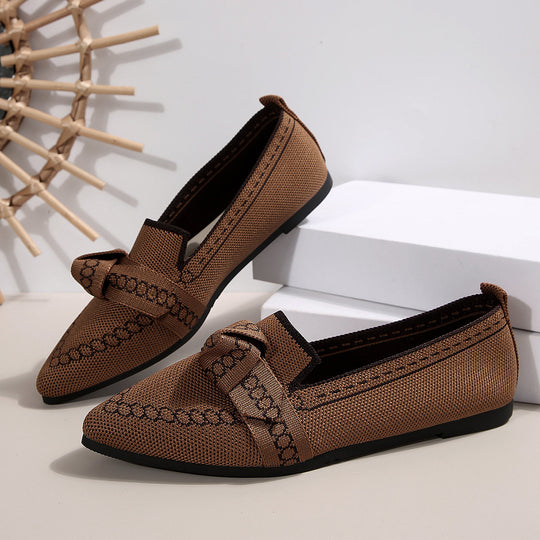 Damen elegante Mokassins mit dekorativem Schleifen-Detail EB