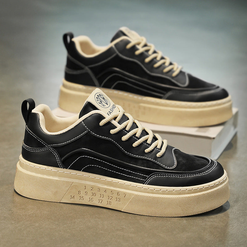 Damen Sportliche Plateau Sneakers mit robustem Lederoberteil und modischem Design EB