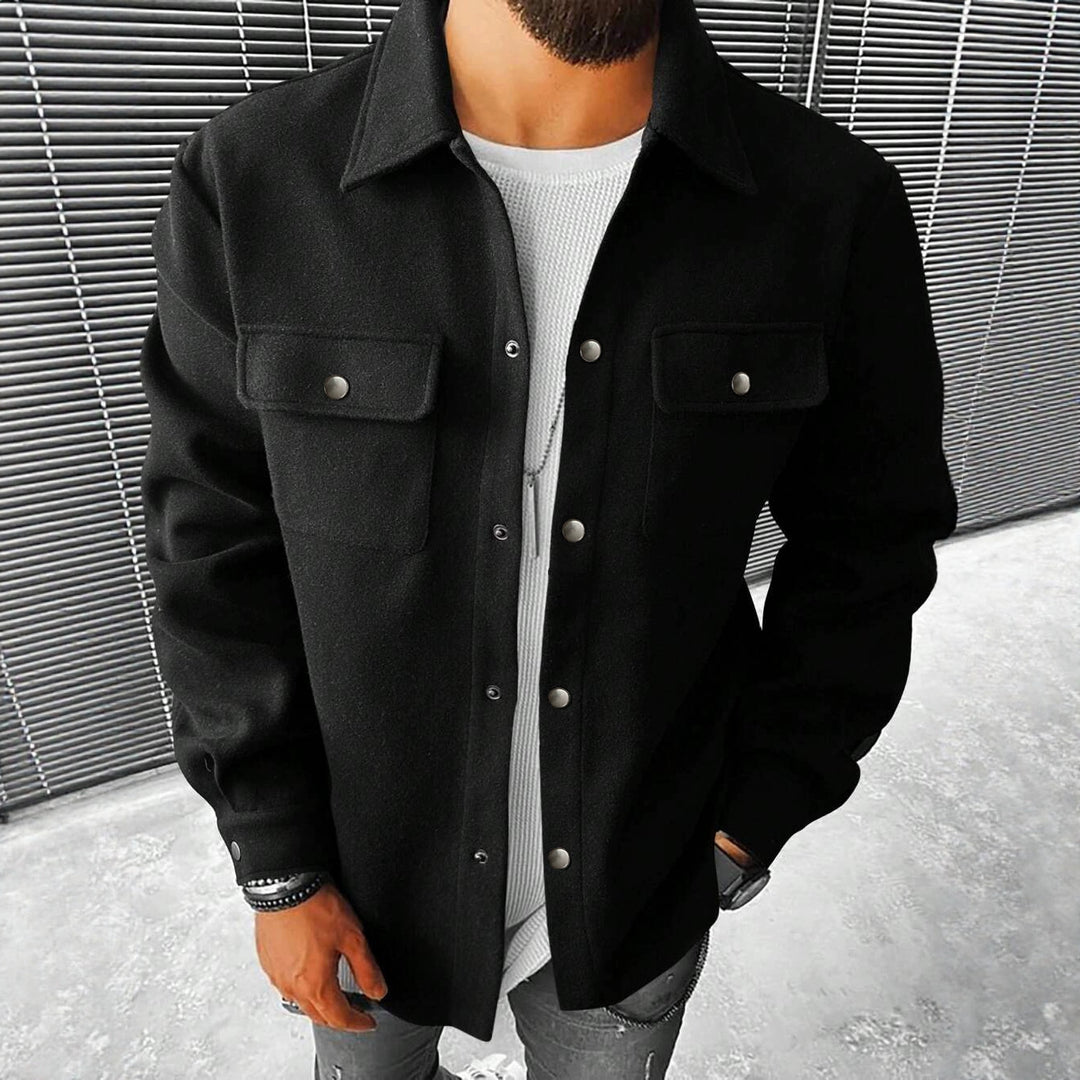 Herren nan Hemdenjacke aus Wollmix mit Druckknöpfen und Pattentaschen EB