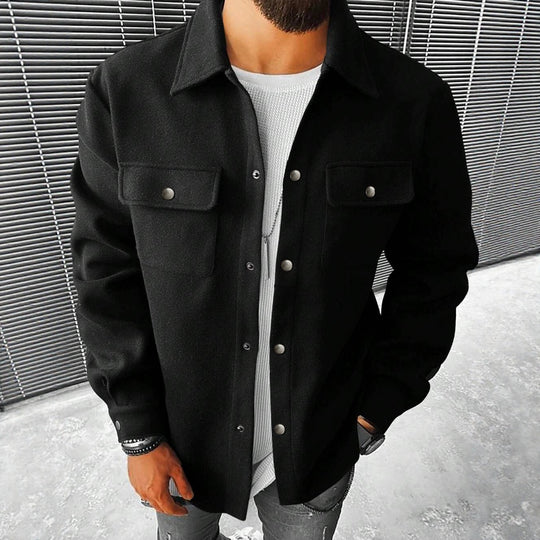 Herren nan Hemdenjacke aus Wollmix mit Druckknöpfen und Pattentaschen EB