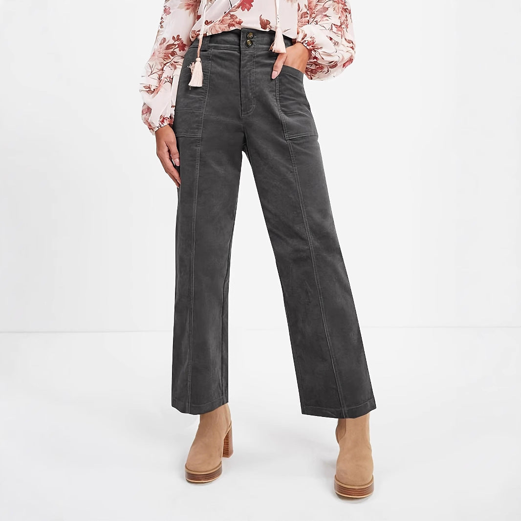 Damen Hochgeschnittene Bundfaltenhose EB