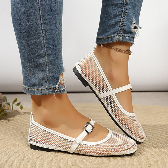 Damen Ballerina mit dekorativem Netzdesign EB
