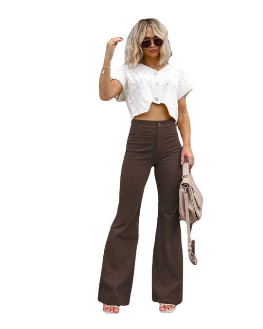 Damen Modische Hochbund-Flared-Jeans EB