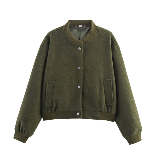 Damen modische Sweatjacke mit Knopfverschluss und praktischen Taschen EB