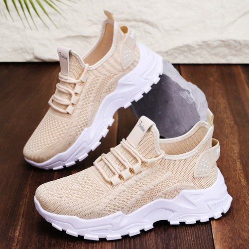Damen Atmungsaktive Fitness Sneakers mit flexiblem Strickoberteil und rutschfester Sohle EB