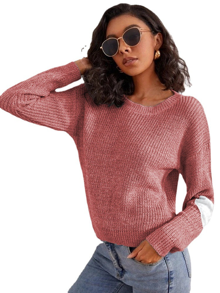 Damen Grob gestrickter Pullover mit modischem Armdetail EB