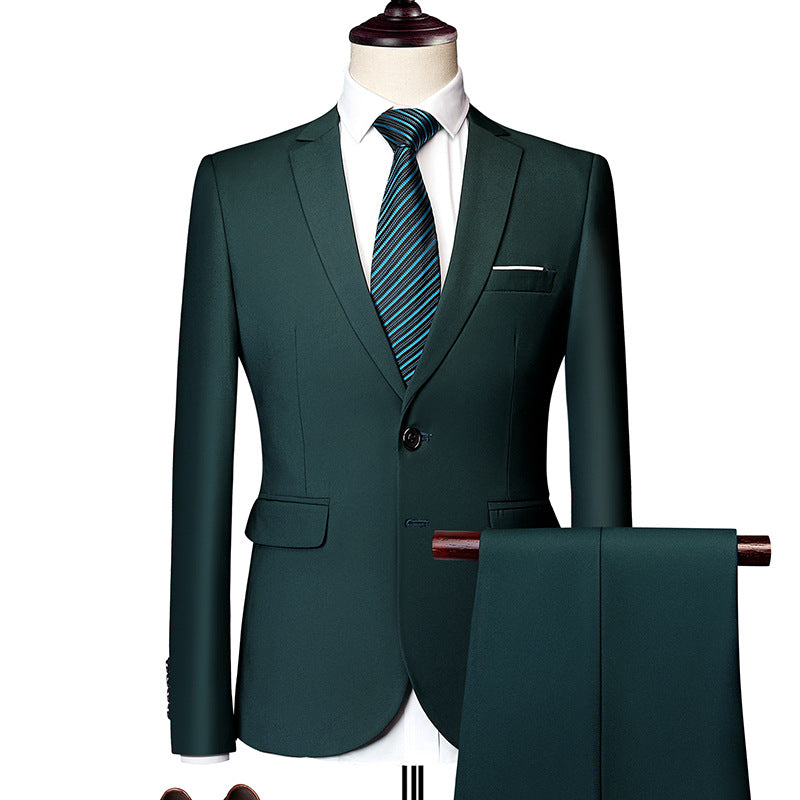 Herren nan Slim-Fit Einreiher-Anzugset mit Ein-Knopf-Sakko, schmaler Anzughose mit Bügelfalte und elastischem Stretchgewebe EB