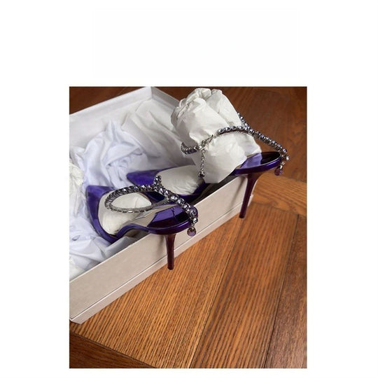 Damen elegante High Heel Sandalen mit glamourösen Strassverzierungen EB