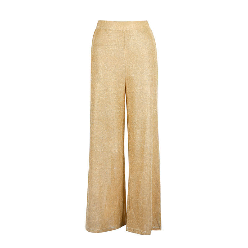 Damen Elegante weite Hose im funkelnden Metallic-Look EB