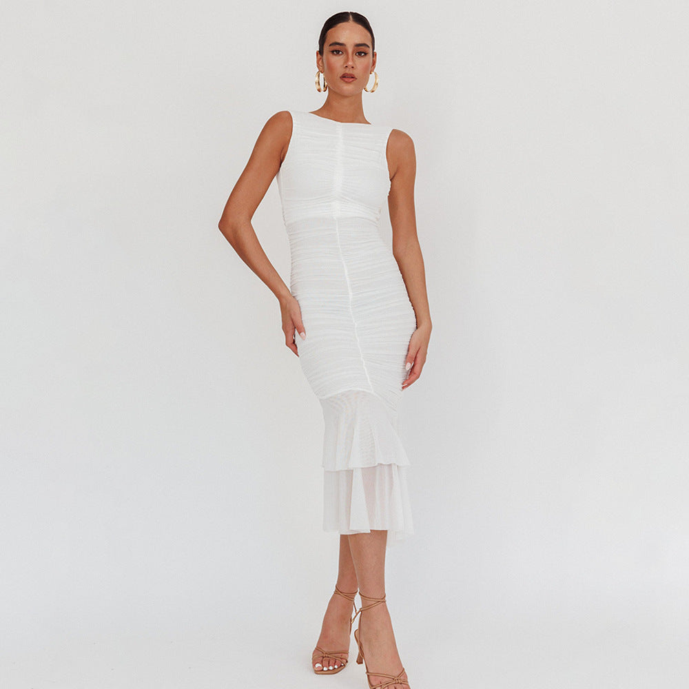 Damen Elegantes Maxikleid mit Rüschendetails EB
