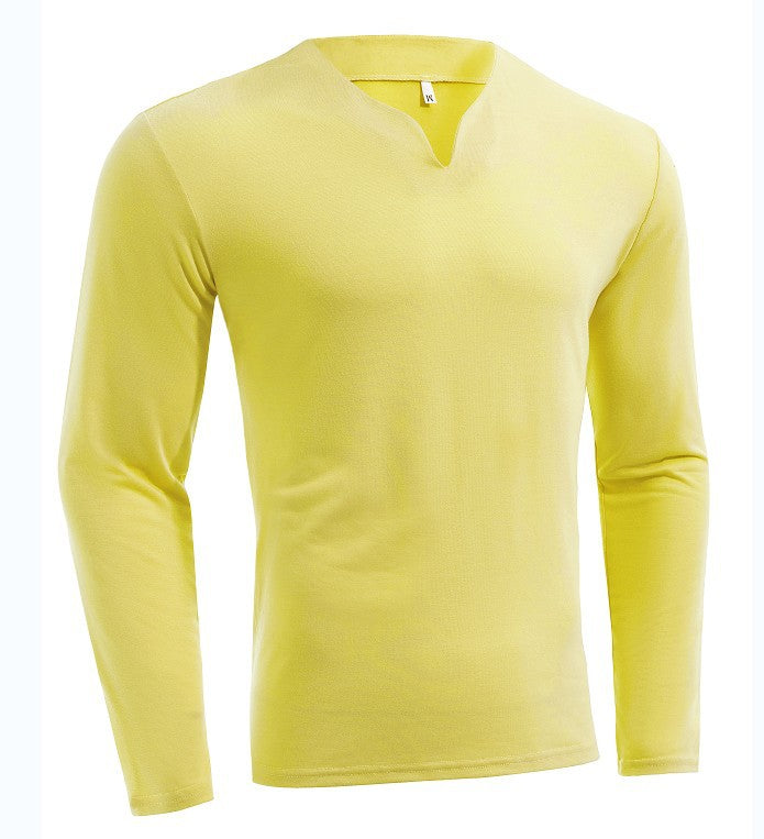 Herren nan Langarmshirt mit V-Ausschnitt Slim Fit Baumwollmix und elastischem Komfortbund EB
