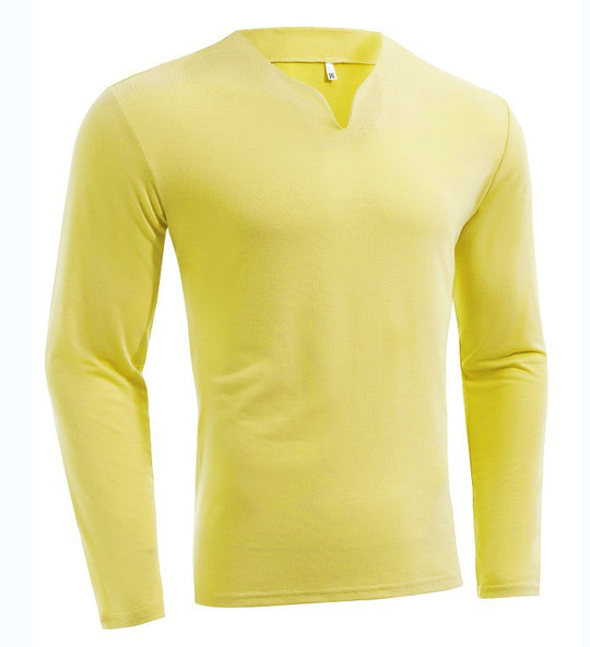 Herren nan Langarmshirt mit V-Ausschnitt Slim Fit Baumwollmix und elastischem Komfortbund EB