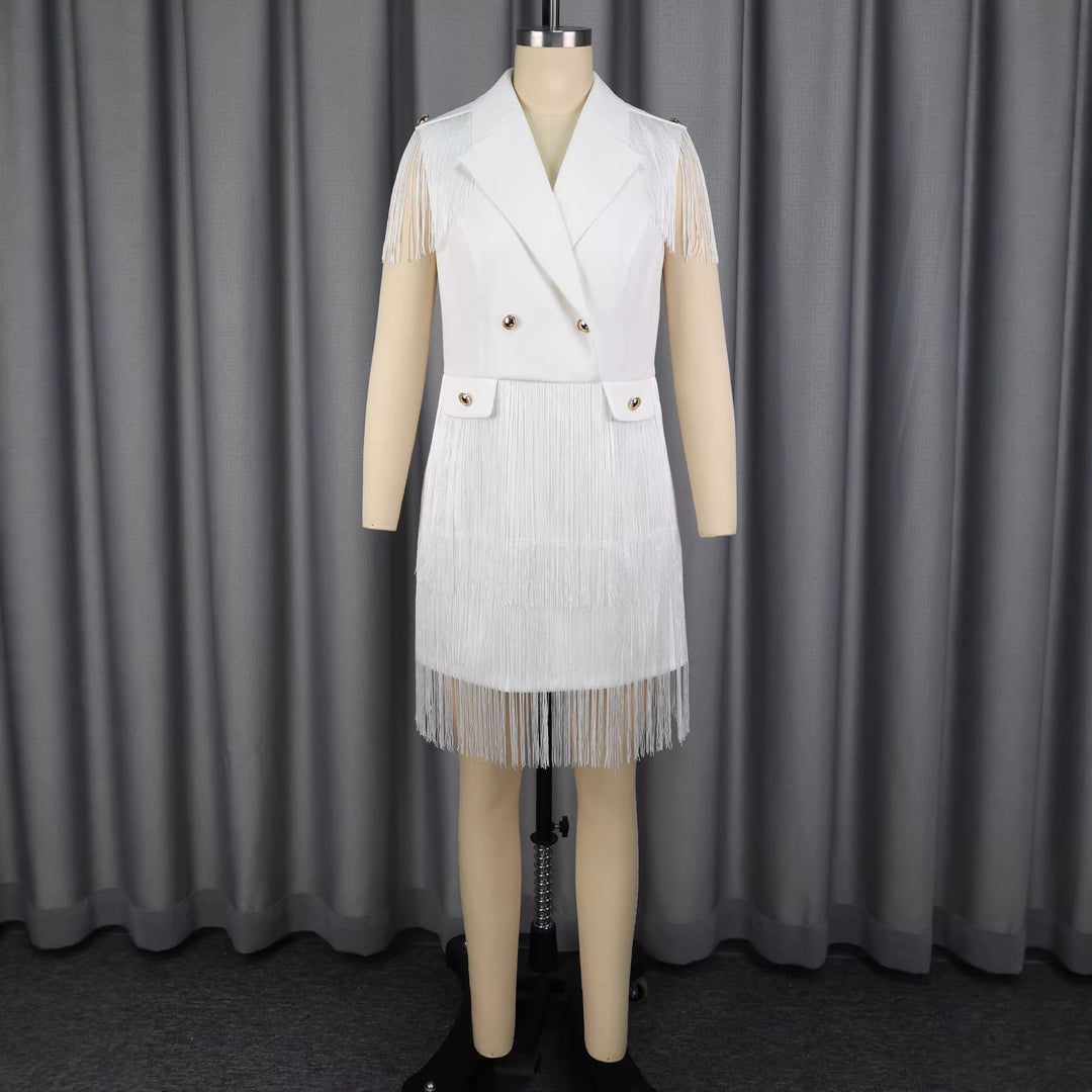 Damen Fransen-Kleid im eleganten Blazer-Stil EB