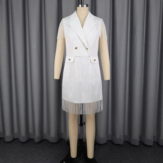 Damen Fransen-Kleid im eleganten Blazer-Stil EB