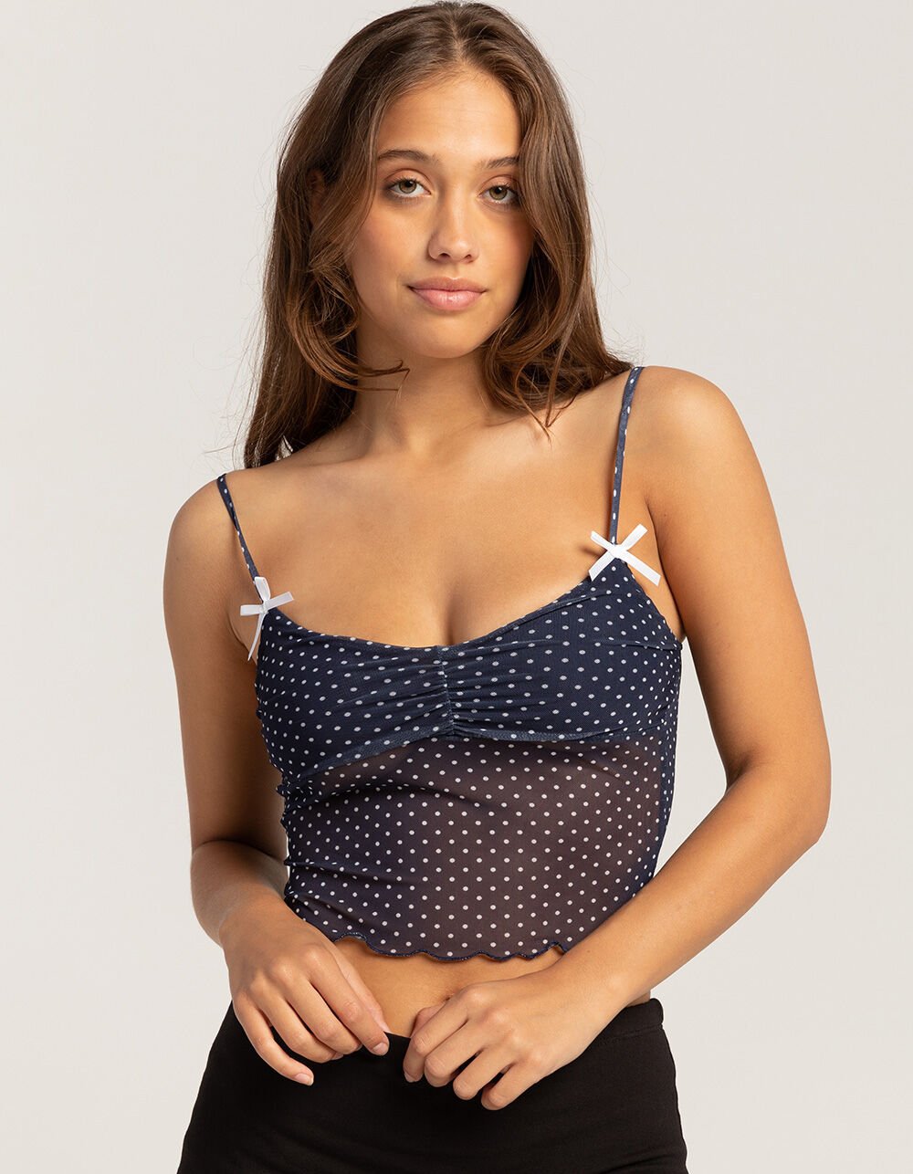 Damen gepunktetes Crop-Top mit verstellbaren Trägern EB