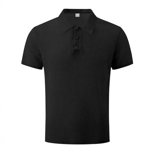 Herren nan Mikrostruktur-Poloshirt mit Hemdkragen, dezenter Knopfleiste und atmungsaktivem Jersey EB