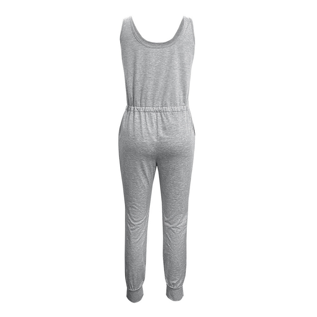 Damen lässiger Overall mit Taschen und Elastischem Taillenzug EB