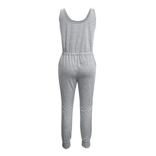 Damen lässiger Overall mit Taschen und Elastischem Taillenzug EB