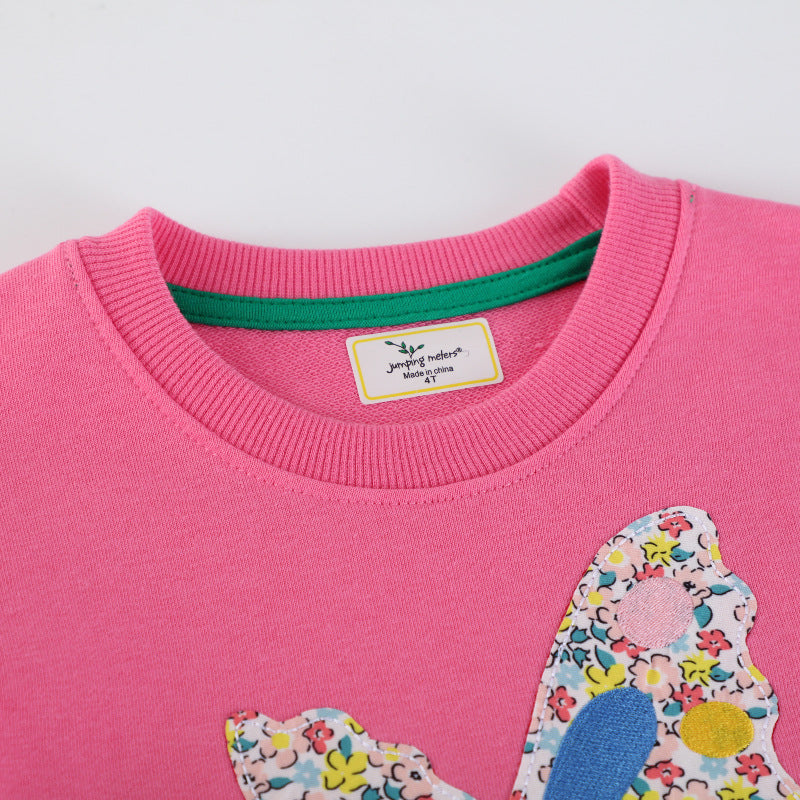 Mädchen Sweatshirt mit zauberhaftem Einhorn-Design und bunten Blumenapplikationen EB