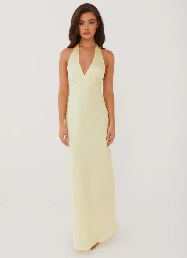 Damen Elegantes Wickelkleid mit V-Ausschnitt und schmalem, fließendem Schnitt EB