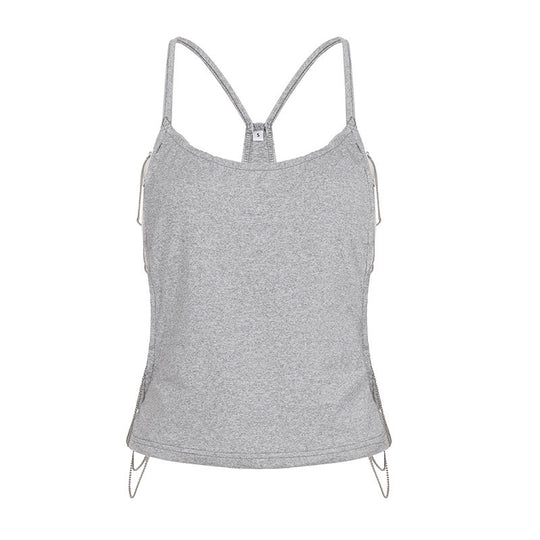 Damen lässiges Sporttop mit verstellbaren Trägern und dekorativem Detail EB