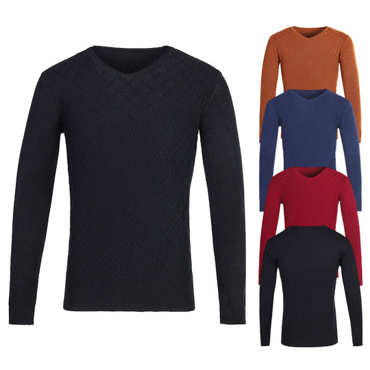 Herren V-Ausschnitt Pullover mit Strukturmuster EB