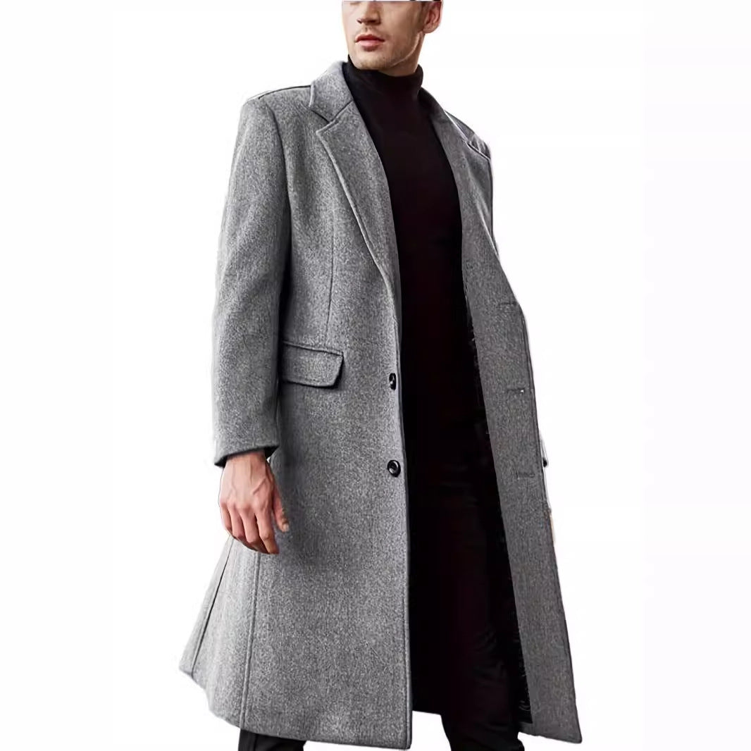 Herren eleganter lang geschnittener Wollmantel EB