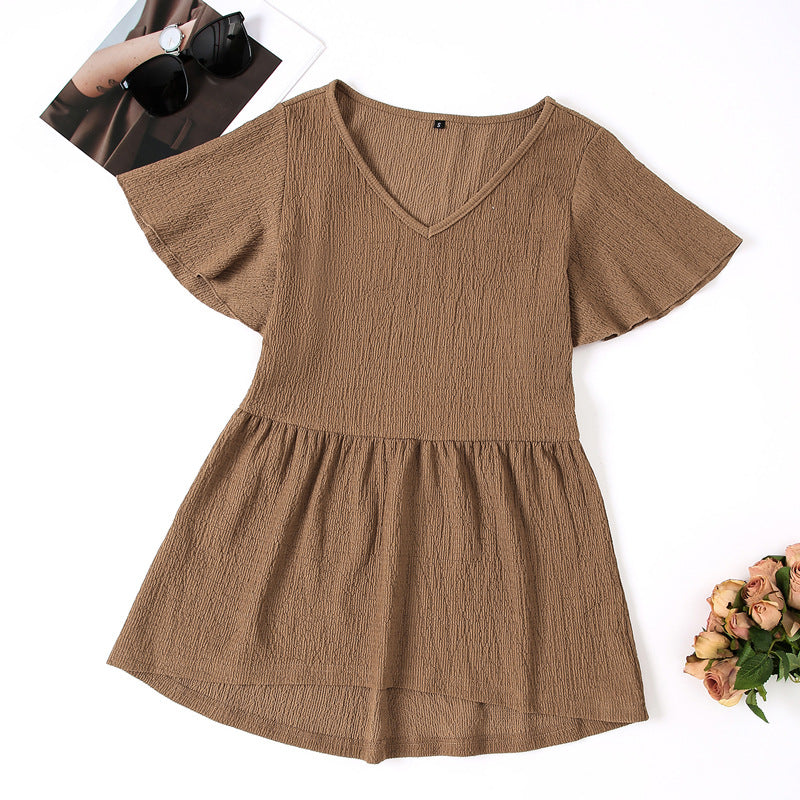 Damen Schickes V-Ausschnitt Kleid EB
