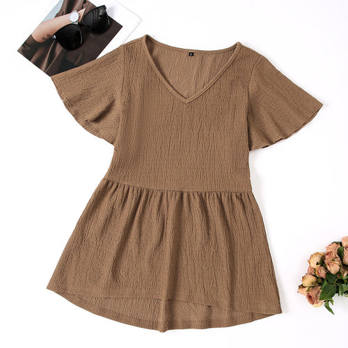 Damen Schickes V-Ausschnitt Kleid EB