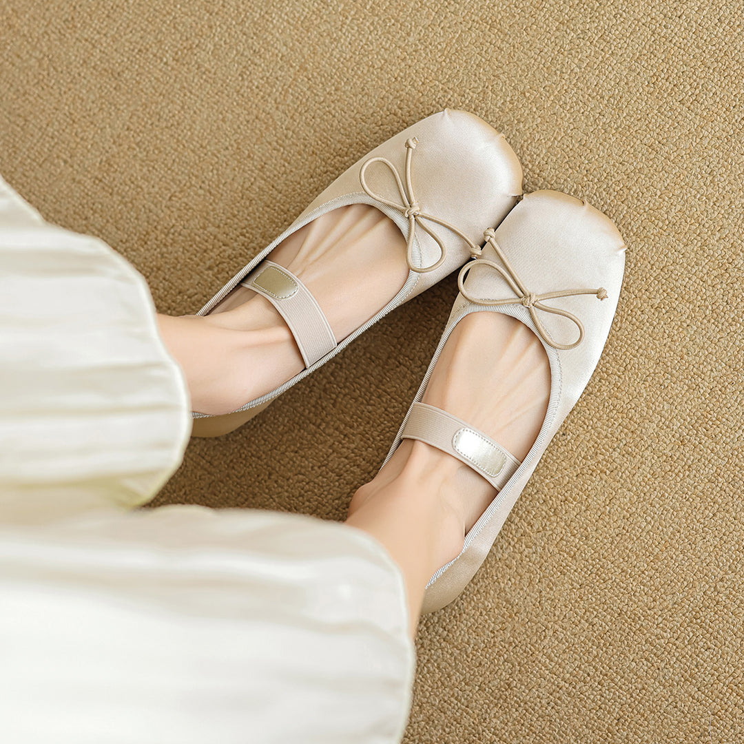 Damen Ballerinas mit verstellbarem Riemen und elegantem Schleifendesign EB