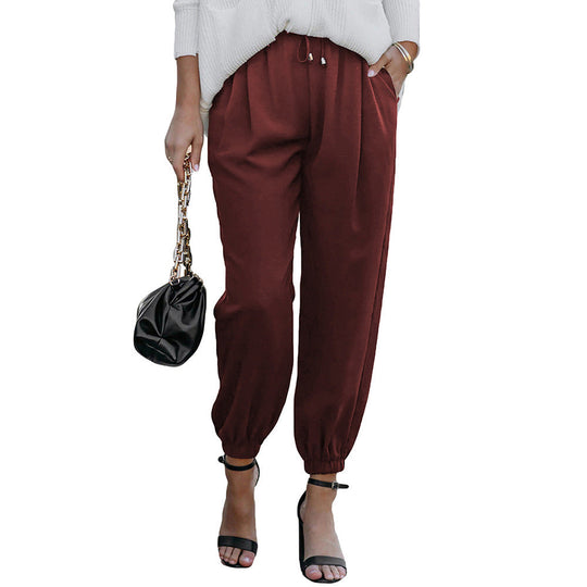 Damen Lässige Freizeithose mit Elastischem Bund und Praktischen Taschen EB