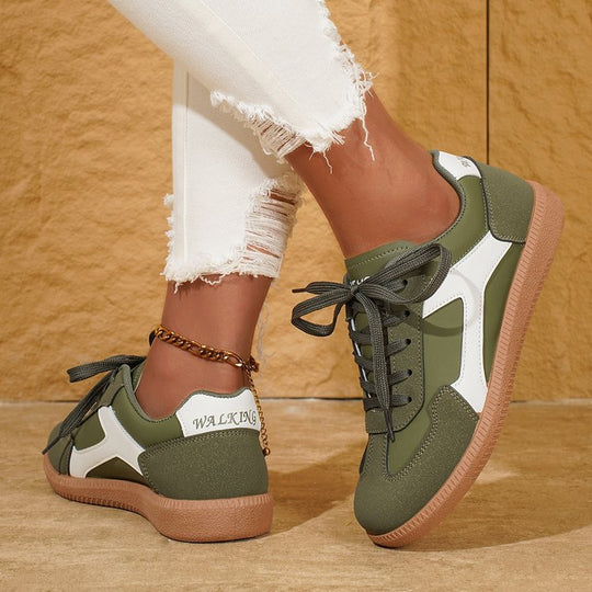 Damen Retro-inspirierte Schnür-Sneaker mit gepolstertem Komfortfußbett EB