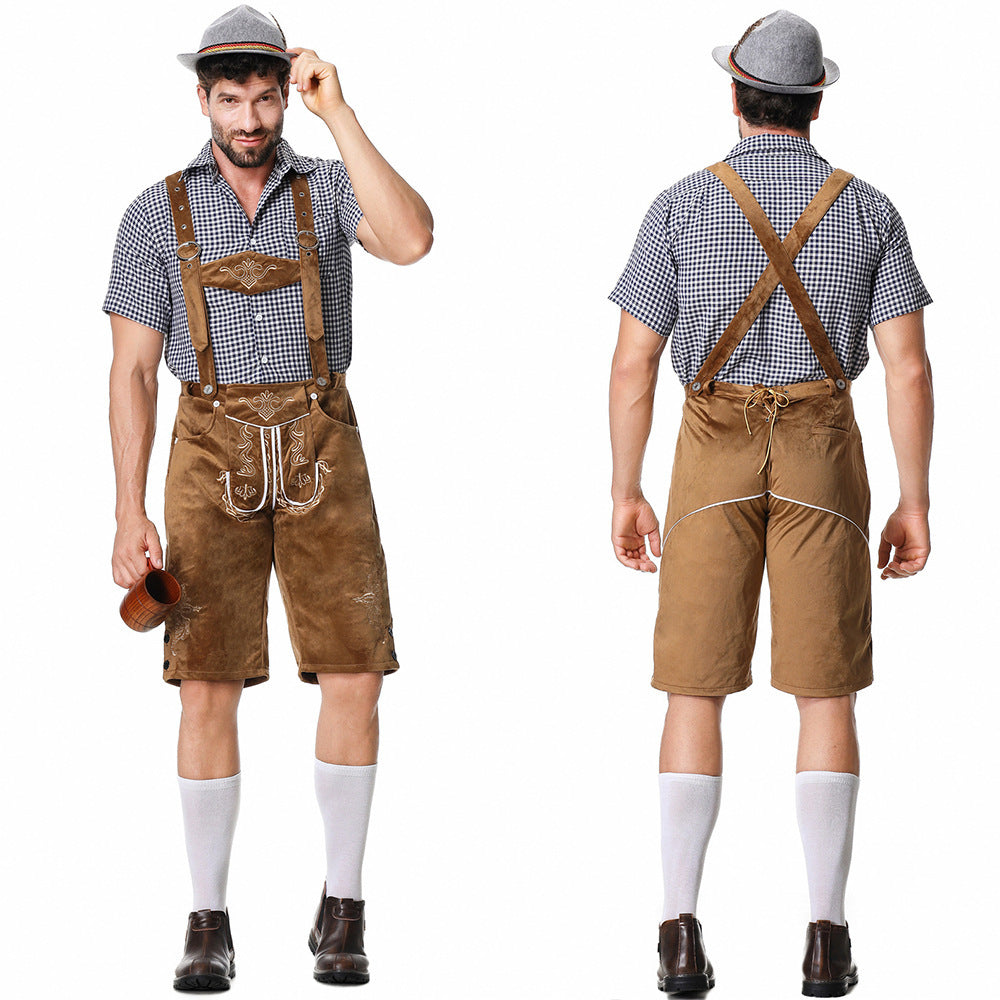 Herren Trachtenbermuda mit kunstvoller Stickerei und verstellbaren Hosenträgern EB