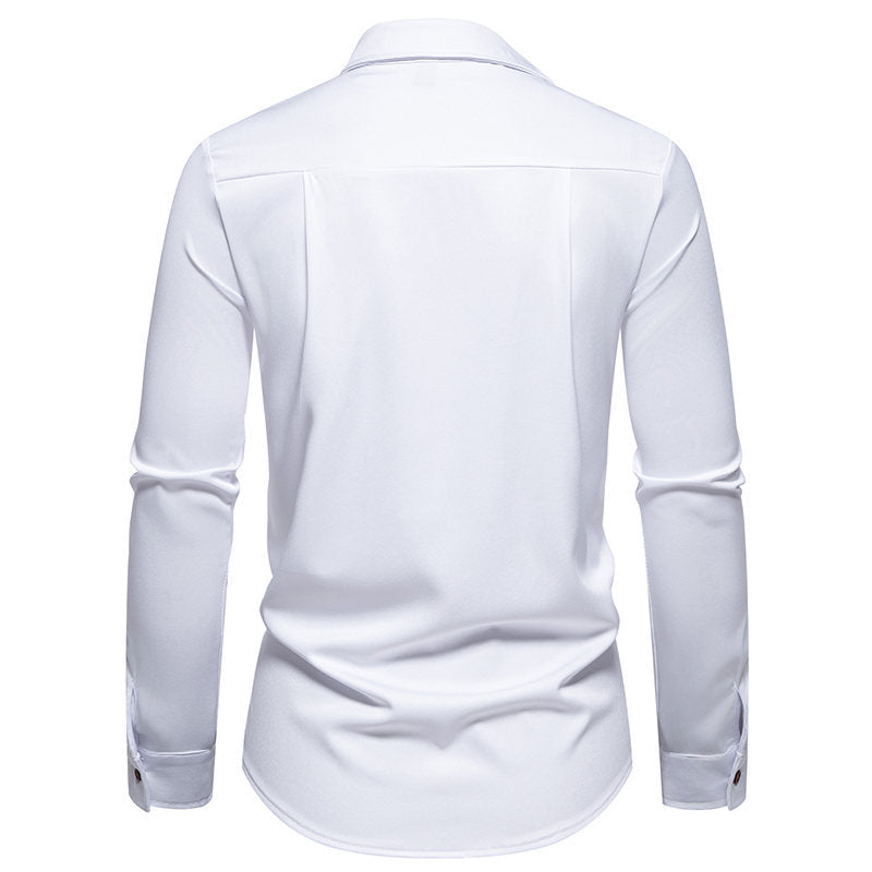 Herren Langarmhemd mit innovativem Kragen und asymmetrischem Design EB