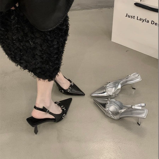 Damen Slingback High Heels mit eleganter Schnallenverzierung EB
