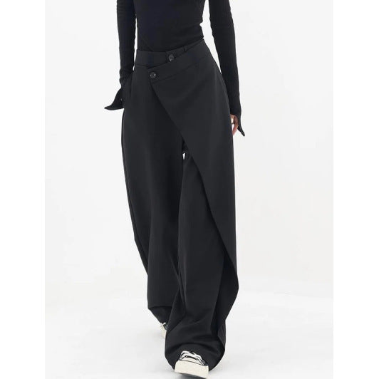 Damen elegante weit geschnittene Palazzo-Hose mit asymmetrischen Schnittdetails EB