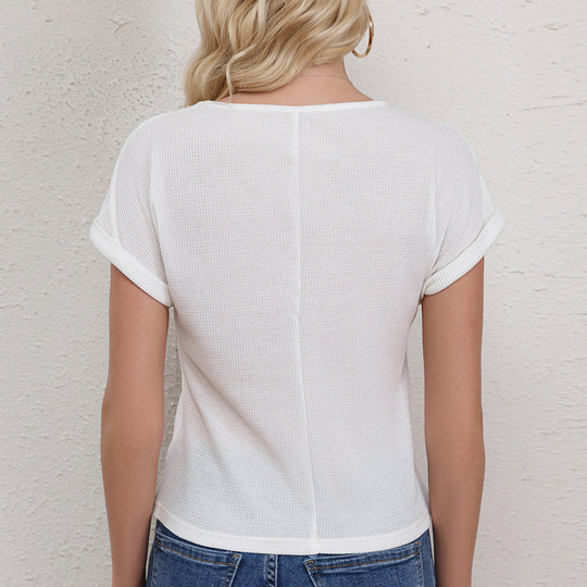 Damen Stylisches Knotenshirt aus Strukturstoff EB