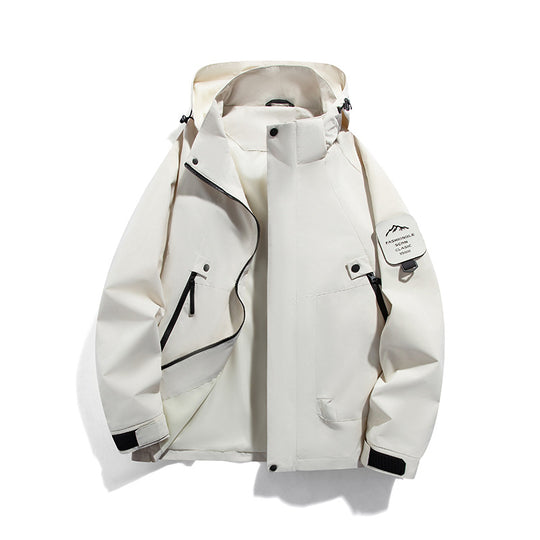 Herren wind- und wasserdichte Functional-Parka mit verschließbaren Zipper-Taschen und verstellbarer Kapuze EB