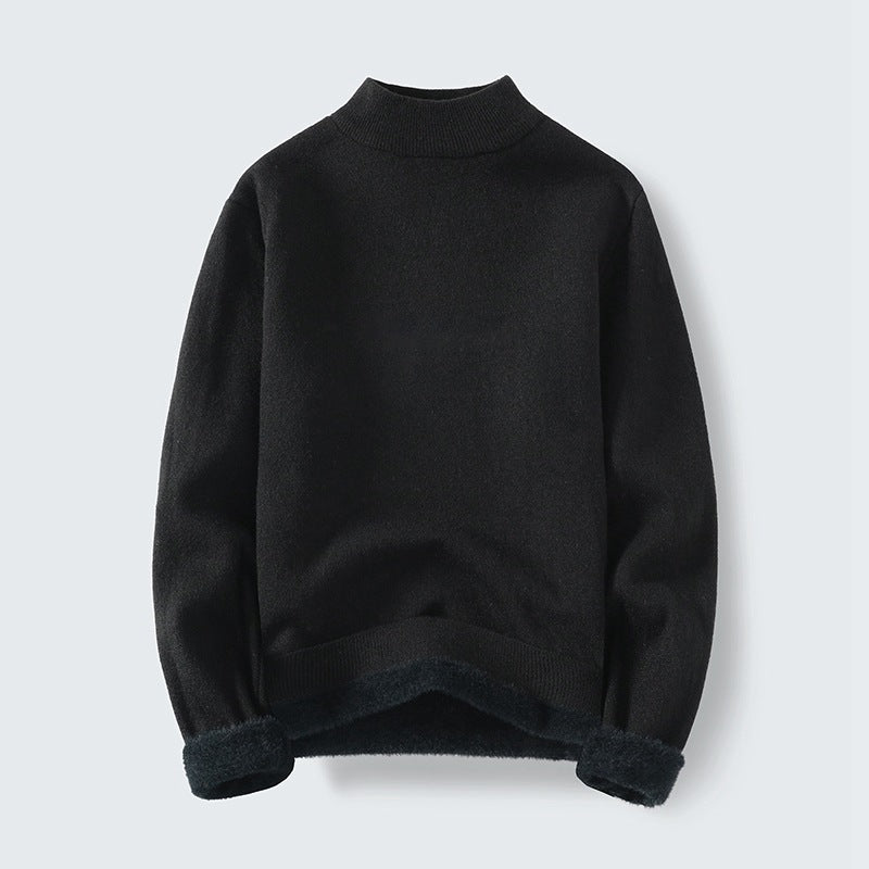 Damen Strickpullover mit hohem Kragen und weichem Innenfutter EB