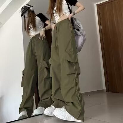 Damen nan ultraleichte Freizeit-Hose mit hohem Elastikbund, Kordelzug und verstellbarem Beinabschluss EB
