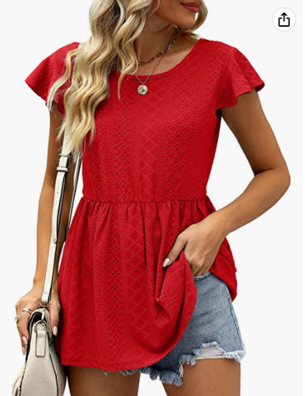 Damen Sommerliches Blusenshirt mit Rüschendetails EB