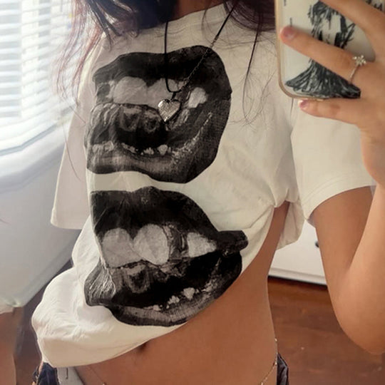 Damen Kreatives Oversized T-Shirt mit grafischem Druck EB