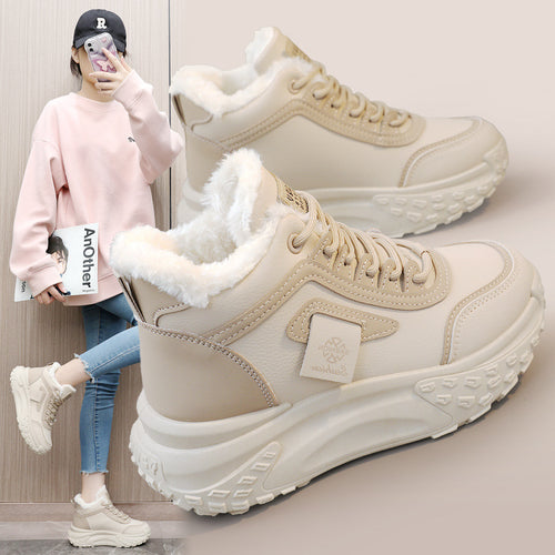 Damen modische Hochschnitt Sneakers mit warmem Futter und rutschfester Sohle EB