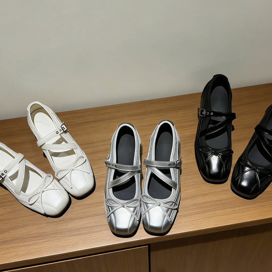 Damen elegante Mary Jane Ballerinas mit dekorativem Riemchen und komfortablem Fußbett EB