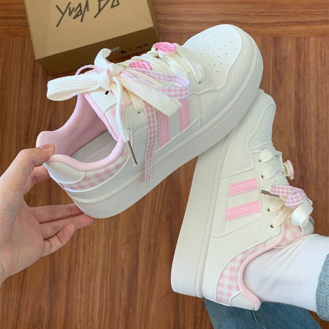 Damen Sneakers mit kariertem Bindungsdesign und atmungsaktiver Innensohle EB