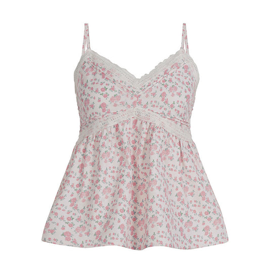 Damen Spitzen-Cami-Top mit floralem Design und lockerem Schnitt EB